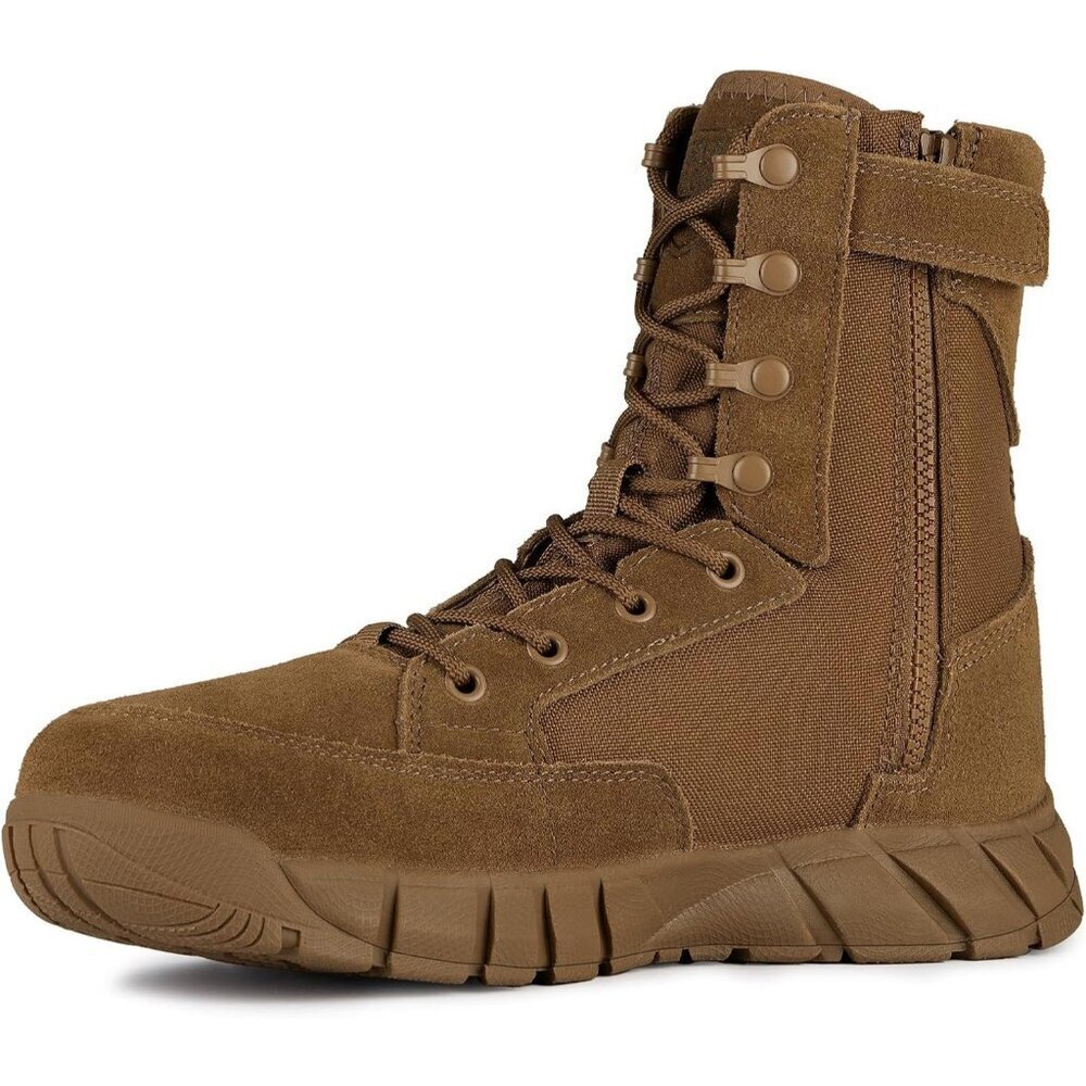 Men's Suede Leather Deep Brown 8" Lightweight Military Work Combat Desert Boot